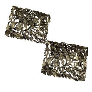 Vintage set Musi floral leaf pattern shoe clips.